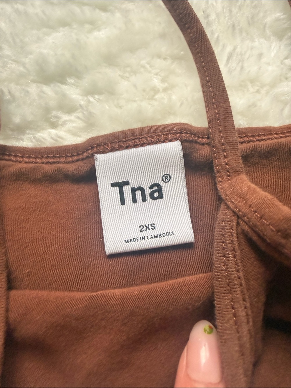 Aritzia TNA Cropped Cami Tank Top - Gray, Black, Brown - Picture 3 of 5